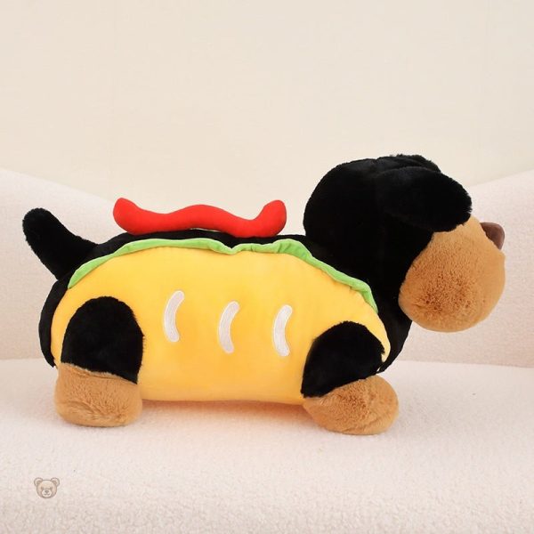 Doudou chien saucisse en peluche pour câlins