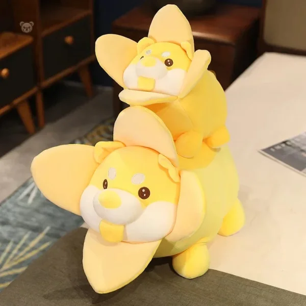 Peluche adorable de shiba inu, style fruit banane