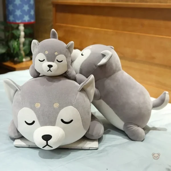 peluche-chien-shiba-inu-gris-1 Peluche chien shiba inu gris, douce et câline