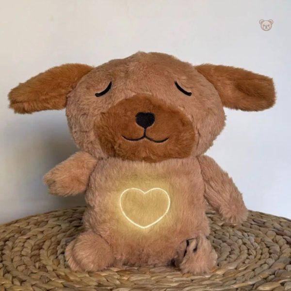 Chien veilleuse en peluche, aide au sommeil paisible