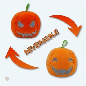 Peluche citrouille lumineuse réversible pour Halloween