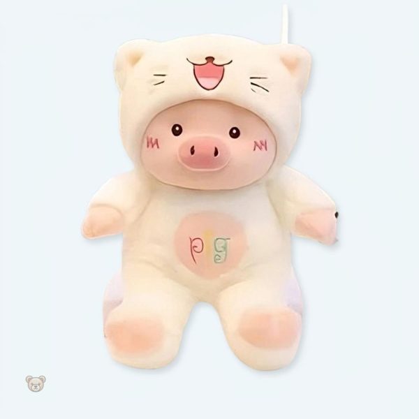 peluche-cochon-chat-deguise-mignon-doux-enfant-1 Peluche cochon mignon déguisé en chat pour enfants