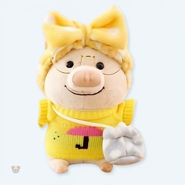 peluche-cochon-mignon-pull-jaune-doux-et-calin-1 Peluche cochon mignon avec pull jaune doux et câlin