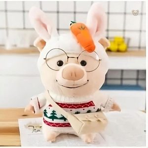 Cochon en peluche chaleureux pour célébrations hivernales