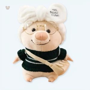 Peluche cochon noir chic douce pour enfant, idéale déco chambre