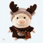 Peluche cochon renne douce pour câlins d'hiver enfant