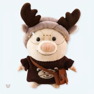 Peluche cochon renne douce pour câlins d'hiver enfant