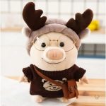 Cochon renne en peluche, accessoire doux pour les petits câlins