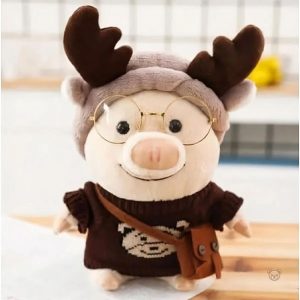 Cochon renne en peluche, accessoire doux pour les petits câlins