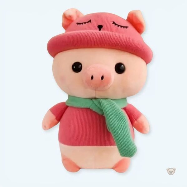 peluche-cochon-rose-adorable-tenue-douce-caline-1 Peluche cochon rose douce et câline