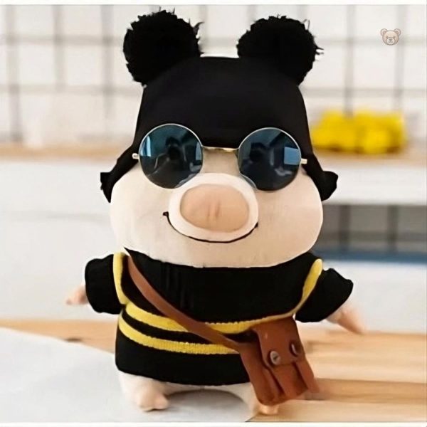 Cochon en peluche rose avec costume d'abeille ludique