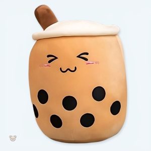 Peluche coussin doux Bubble tea marron cocooning