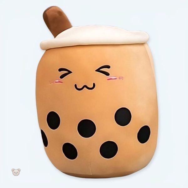 peluche-coussin-bubble-tea-marron-doux-cocooning-1 Peluche coussin doux Bubble tea marron cocooning