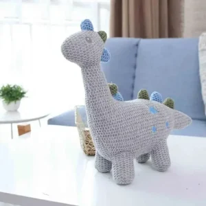Peluche crochet dinosaure au long cou colorée et douce