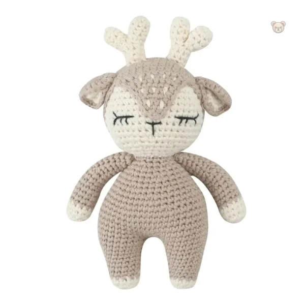 peluche-crochet-faon-gris-1 Peluche crochet faon gris, douce et câline