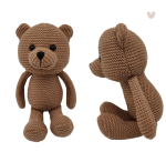 Ourson en peluche crochet avec motifs marron et blanc