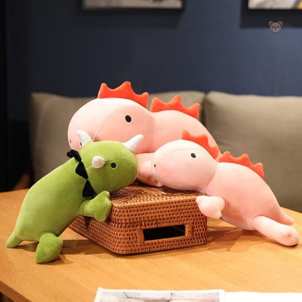 Doudou dinosaure avec crinière colorée
