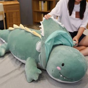 Dinosaure en peluche bleu, idéal pour les petits câlins