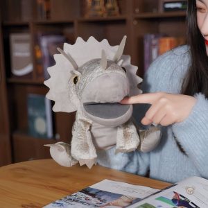 Marionnette dinosaure en peluche, idéale pour le jeu