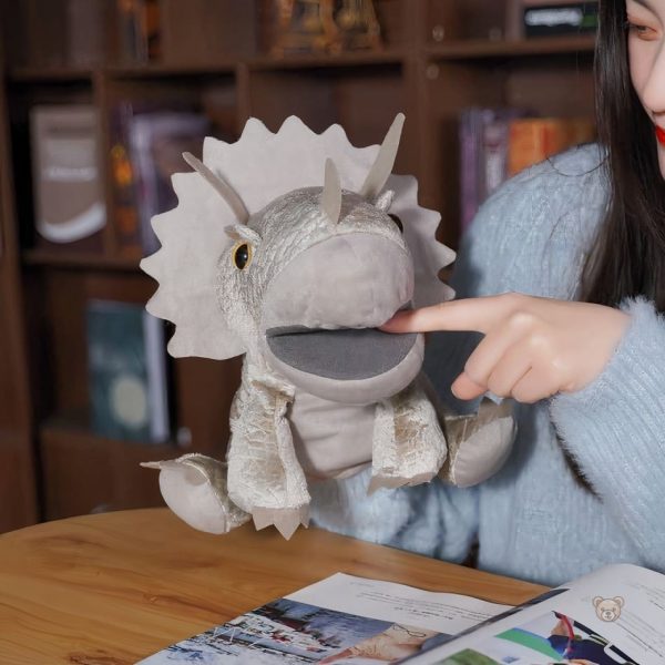 Marionnette dinosaure en peluche, idéale pour le jeu
