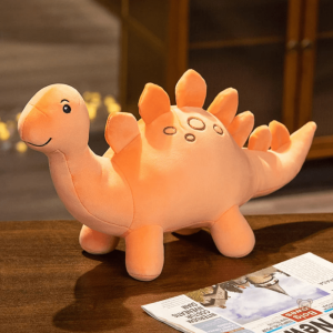 Doudou dinosaure à pointes, couleur orange vibrante