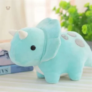 Peluche dinosaure petit triceratops bleu
