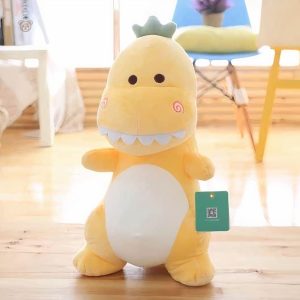 Doudou dinosaure rigolo en peluche verte pour câlins