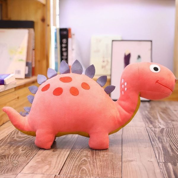 Doux dinosaure en peluche rose, parfait pour les câlins