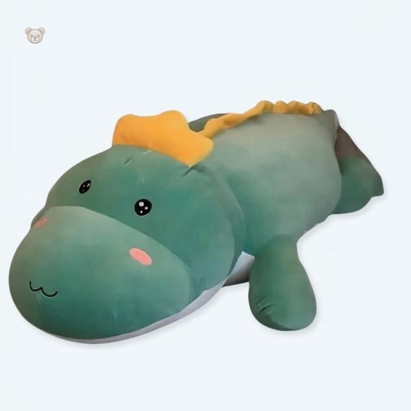 peluche-dinosaure-vert-doux-enfant-chambre-deco-1 Peluche dinosaure vert doux pour décoration de chambre d'enfant