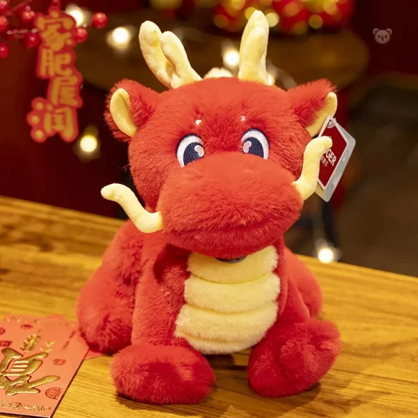 peluche-dragon-chinois-a-cornes-rouge-1 Peluche dragon chinois rouge à cornes