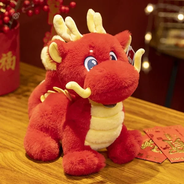 Dragon chinois en peluche, design coloré et ludique