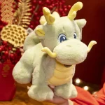 Jouet peluche dragon oriental vert, décoratif et câlin