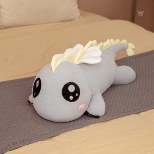 Peluche dragon géant aux gros yeux, douce et câline