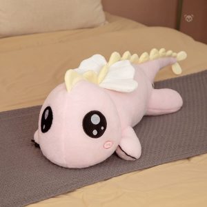Dragon en peluche géant avec de grands yeux expressifs