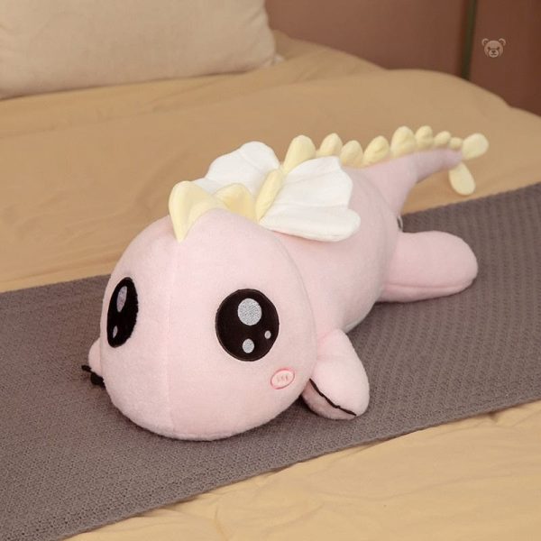 Dragon en peluche géant avec de grands yeux expressifs
