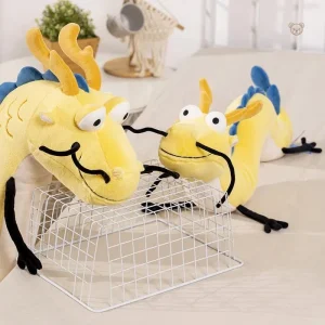 Peluche dragon, design chinois, couleur jaune vive