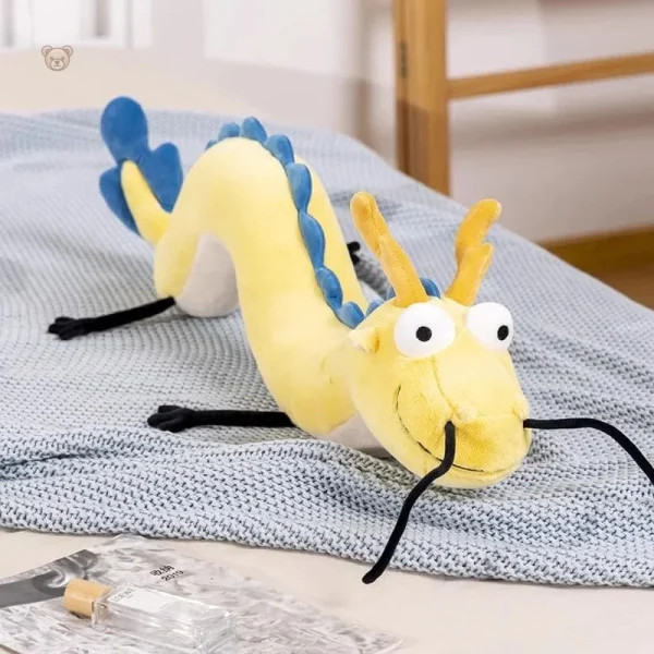 Peluche dragon jaune, jouet en peluche amusant