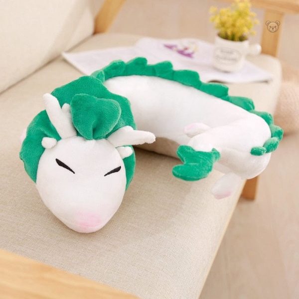 peluche-dragon-long-blanc-et-vert-1 Peluche dragon blanc et vert, douce et longue