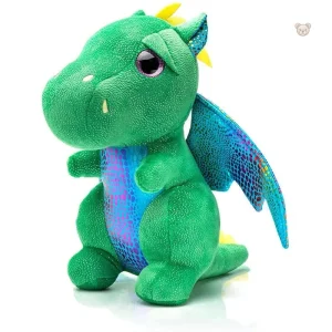 Peluche dragon vert avec ventre brillant