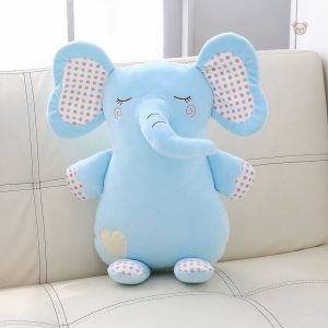 Peluche enfantine éléphant bleu, douce et accueillante
