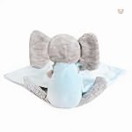 Éléphant en peluche bleu, idéal pour les câlins