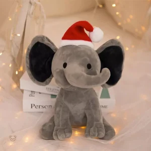 Éléphant de Noël en peluche, design festif et original