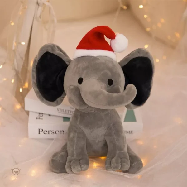 Éléphant de Noël en peluche, design festif et original