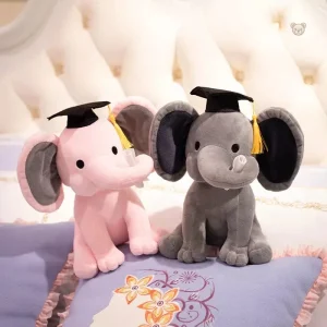 Peluche éléphant diplômé avec trompe tordue