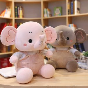 Peluche éléphant en blouse colorée, douce et câline