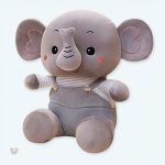 Peluche éléphant douce en salopette colorée pour enfants