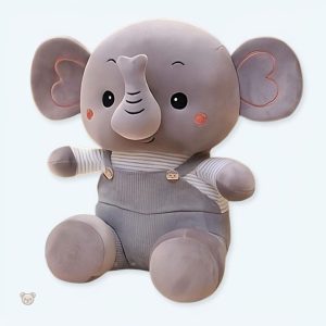 Peluche éléphant douce en salopette colorée pour enfants