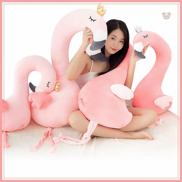 Accessoire déco amusant, peluche flamant rose clair câlin