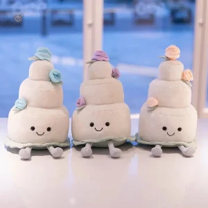 Peluche gâteau blanc avec roses pour la Saint-Valentin