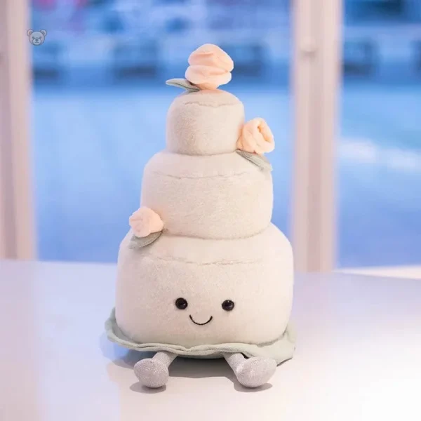 Doux gâteau en peluche avec motifs de roses, présent tendre